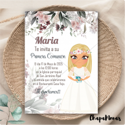 INVITACIONES PERSONALIZADAS DE COMUNIN (Varios dibujos)