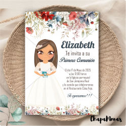 INVITACIONES PERSONALIZADAS DE COMUNIN (Varios dibujos)