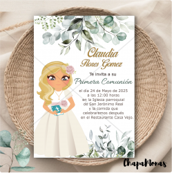 INVITACION PERSONALIZADA COMUNIN (Varios dibujos)