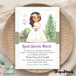 INVITACION PERSONALIZADA COMUNIN (Varios dibujos)