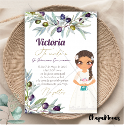 INVITACION PERSONALIZADA PARA COMUNIN (Varios dibujos)